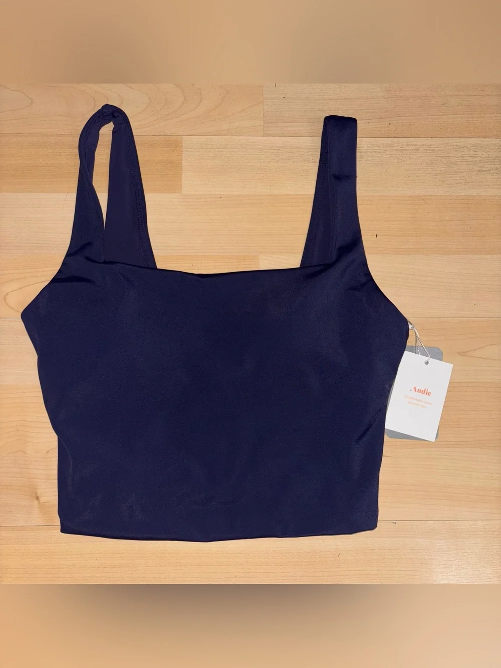 Andie NWT The Siren Crop Bikini Top Size Medium Navy Tankini Swim Resort Wear - Picture 4 of 7